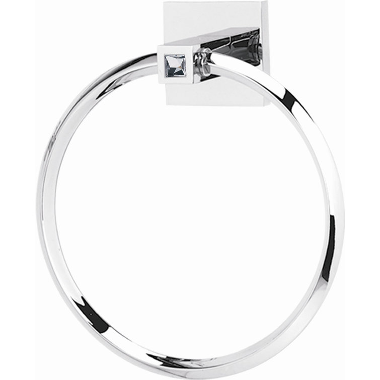 Polished Chrome Crystal Wall Mounted Towel Ring