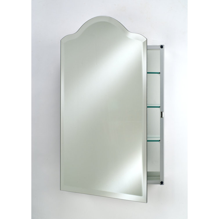 Scallop Top 16" x 25" Aluminum Recessed Medicine Cabinet