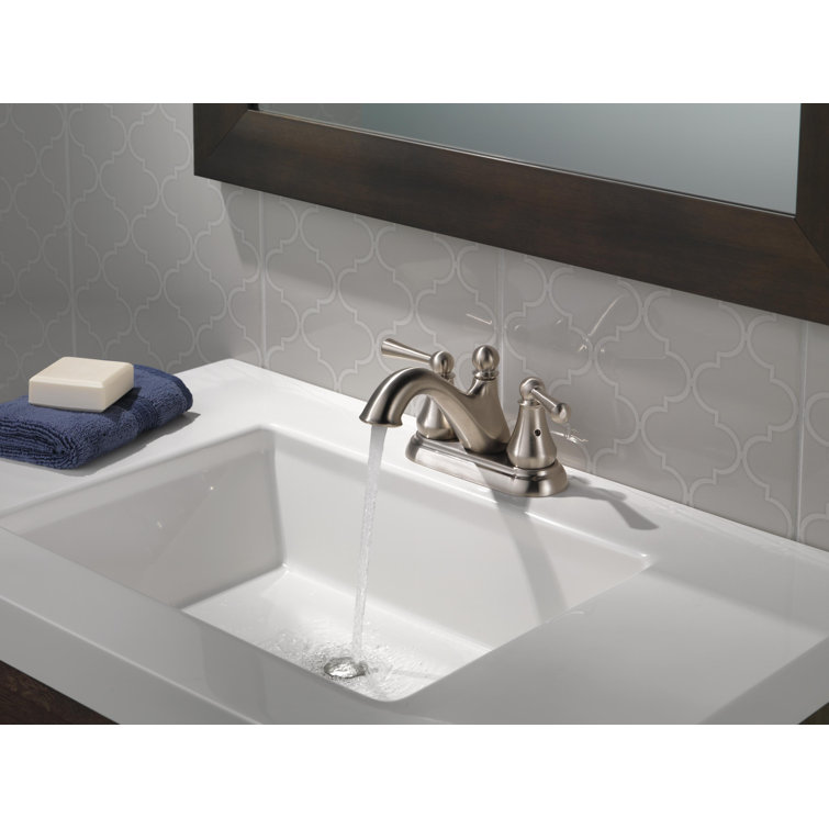 Haywood 4" Centerset Stainless Steel Bathroom Faucet with Dual Handles
