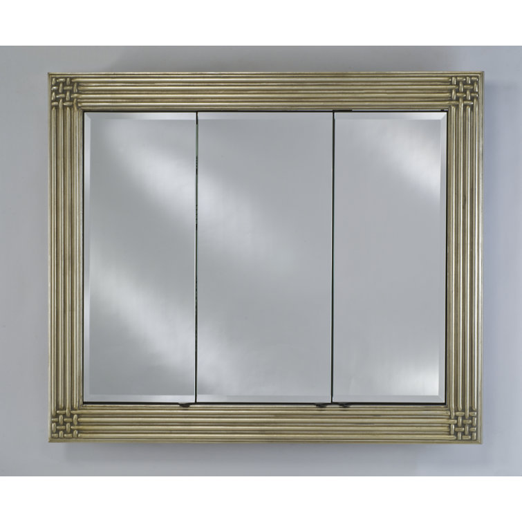 Royale Antique Silver Triple Door Medicine Cabinet with Mirror
