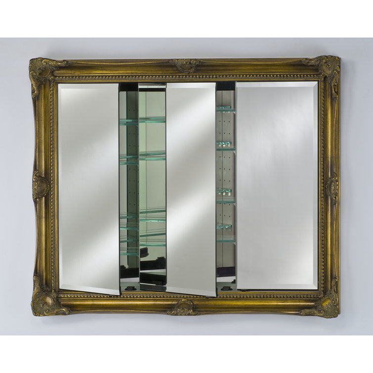 Royale Antique Silver Triple Door Medicine Cabinet with Mirror