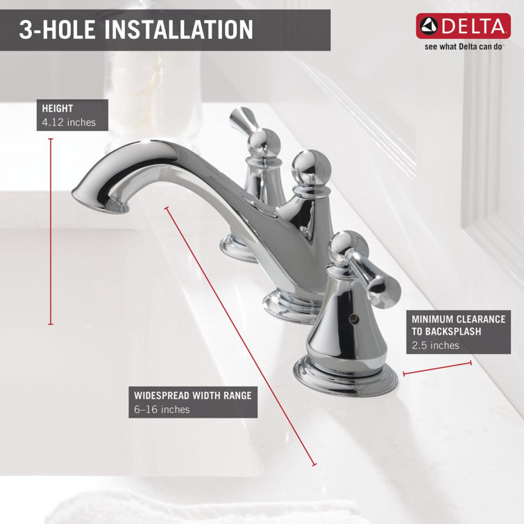 Sleek Modern 16" Widespread Chrome Bathroom Faucet with Drain Assembly