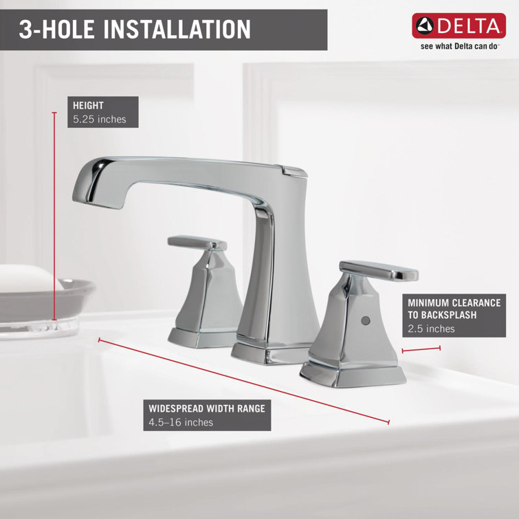 Chrome Modern Widespread Bathroom Faucet with Drain Assembly