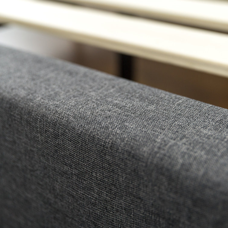Dark Grey Queen Upholstered Platform Bed with Tufted Headboard