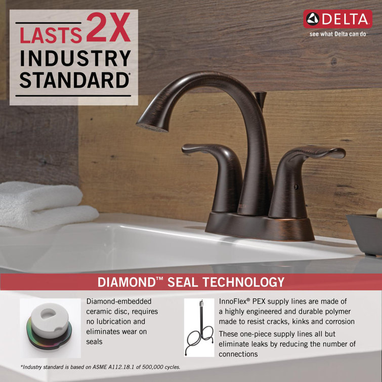 Elegant Contemporary 6" Bronze Centerset Bathroom Faucet with Metal Handles