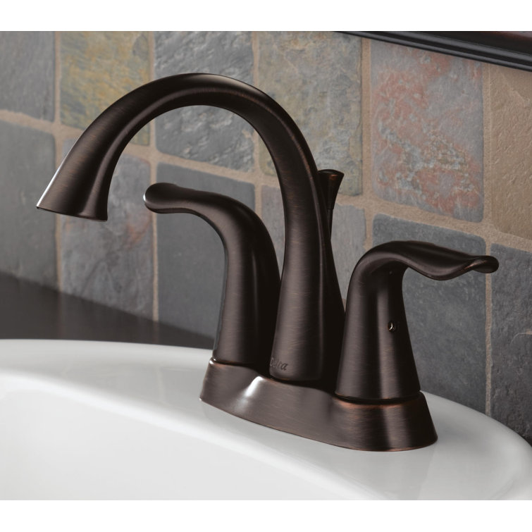 Elegant Contemporary 6" Bronze Centerset Bathroom Faucet with Metal Handles