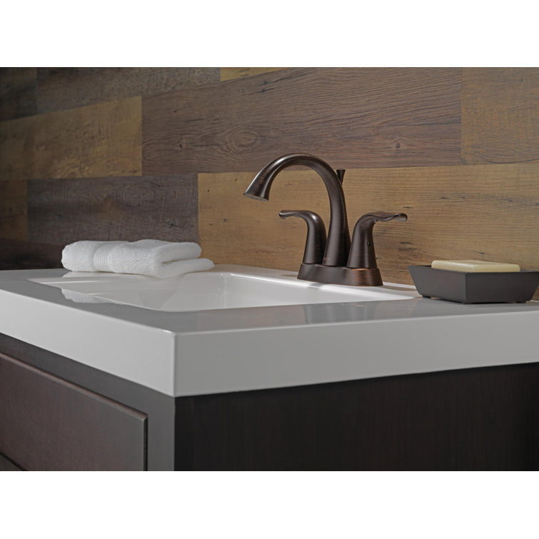 Elegant Contemporary 6" Bronze Centerset Bathroom Faucet with Metal Handles