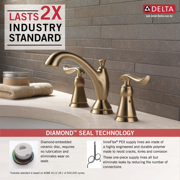 Champagne Bronze Widespread Bathroom Faucet with Metal Handles