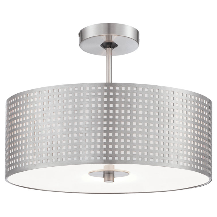 Brushed Nickel 4-Light Drum Pendant with Metal Shade