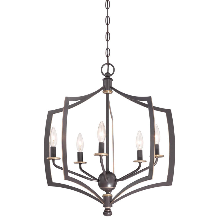 Downton Bronze and Gold 5-Light Candelabra Chandelier