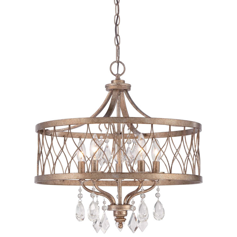 Mini Olympus Gold 5-Light Candle Chandelier with Crystal Accents