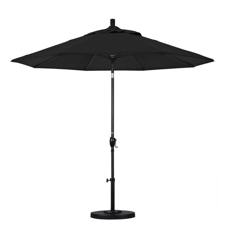 9' Black Olefin Octagonal Umbrella with Bronze Metal Pole