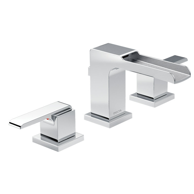 Chrome Modern Widespread Bathroom Faucet with Metal Handles