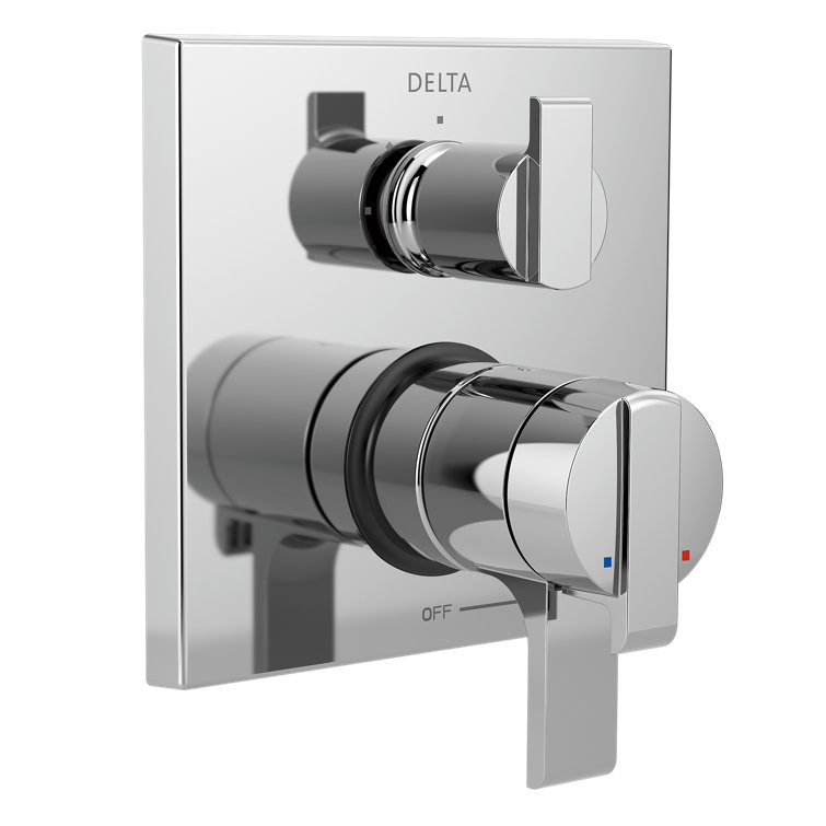 Chrome Modern Shower Trim with Integrated Diverter