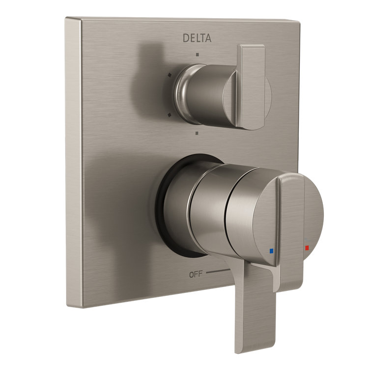 Modern Stainless Steel Wall-Mounted Shower Trim Kit with Lever Handle
