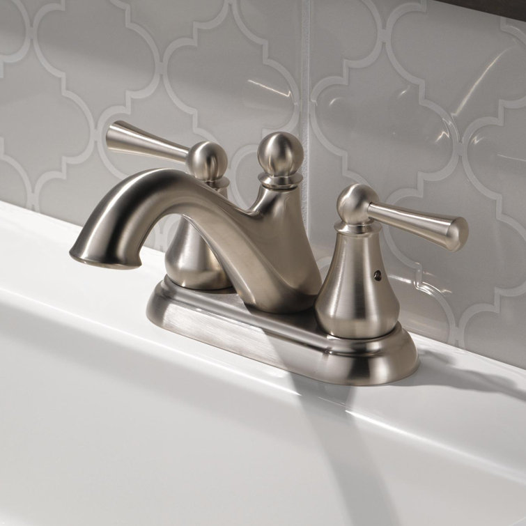 Haywood 4" Centerset Stainless Steel Bathroom Faucet with Dual Handles