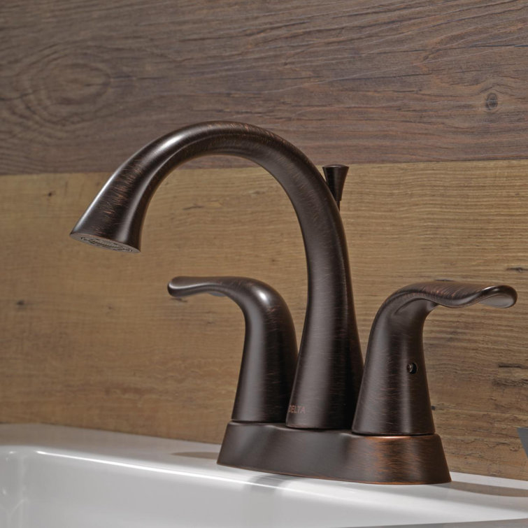 Elegant Contemporary 6" Bronze Centerset Bathroom Faucet with Metal Handles