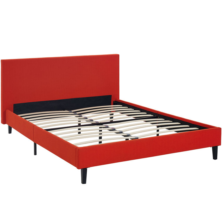 Anya Chic Avant-Garde White Upholstered Queen Bed with Wood Frame