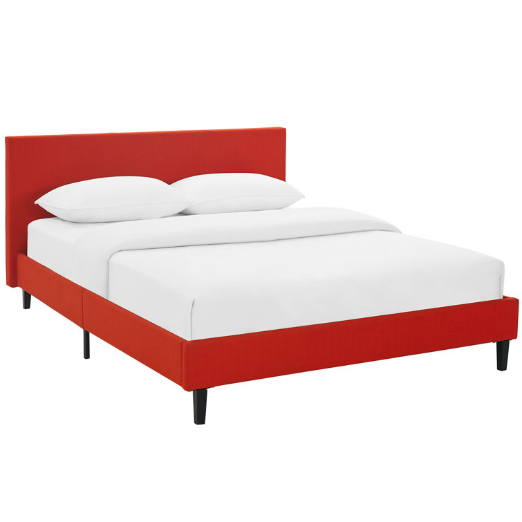 Anya Chic Avant-Garde White Upholstered Queen Bed with Wood Frame