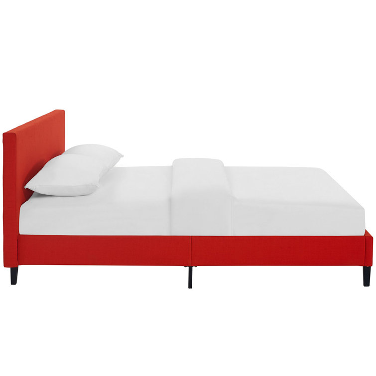 Anya Chic Avant-Garde White Upholstered Queen Bed with Wood Frame