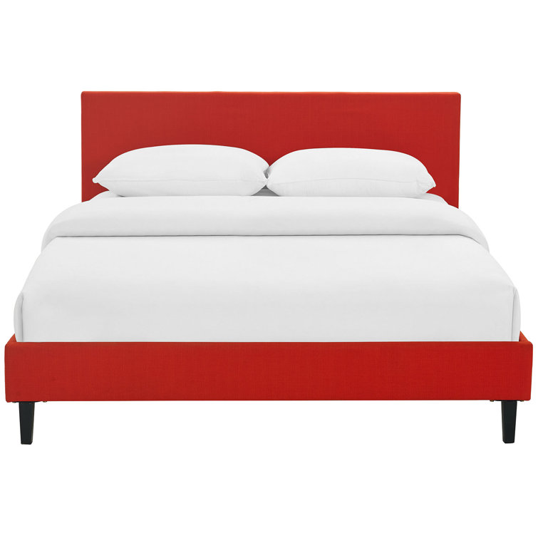 Anya Chic Avant-Garde White Upholstered Queen Bed with Wood Frame