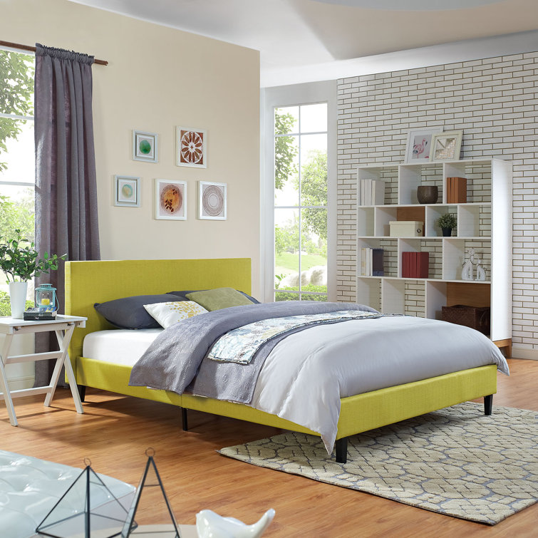 Anya Chic Avant-Garde White Upholstered Queen Bed with Wood Frame