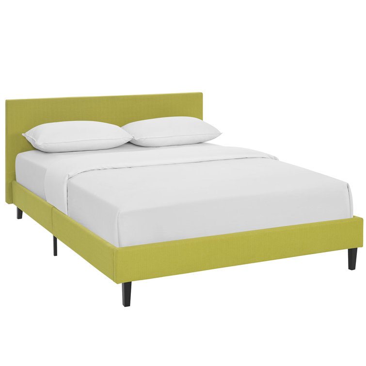 Anya Chic Avant-Garde White Upholstered Queen Bed with Wood Frame