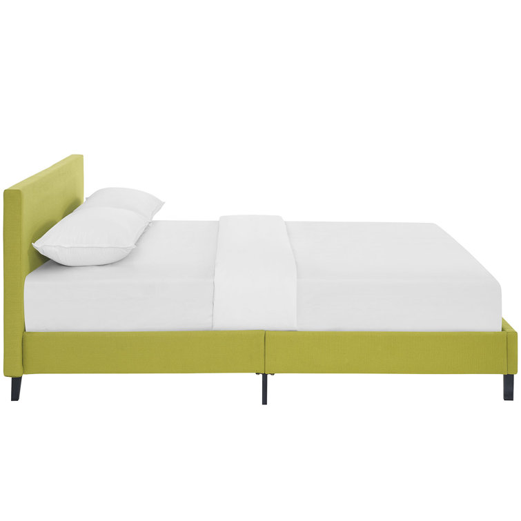 Anya Chic Avant-Garde White Upholstered Queen Bed with Wood Frame