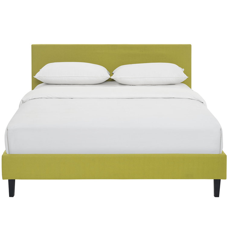 Anya Chic Avant-Garde White Upholstered Queen Bed with Wood Frame