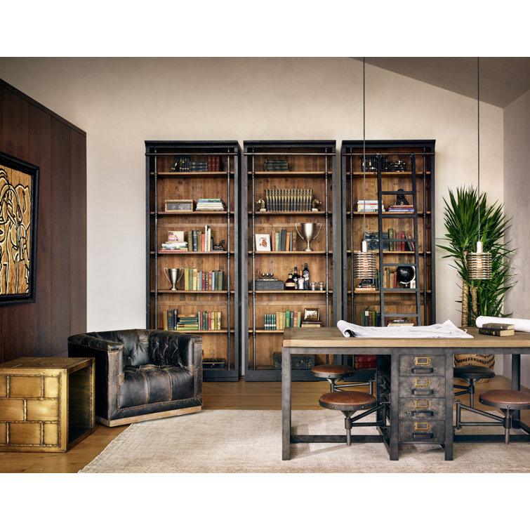 Black and Brown Industrial Bookcase with Ladder