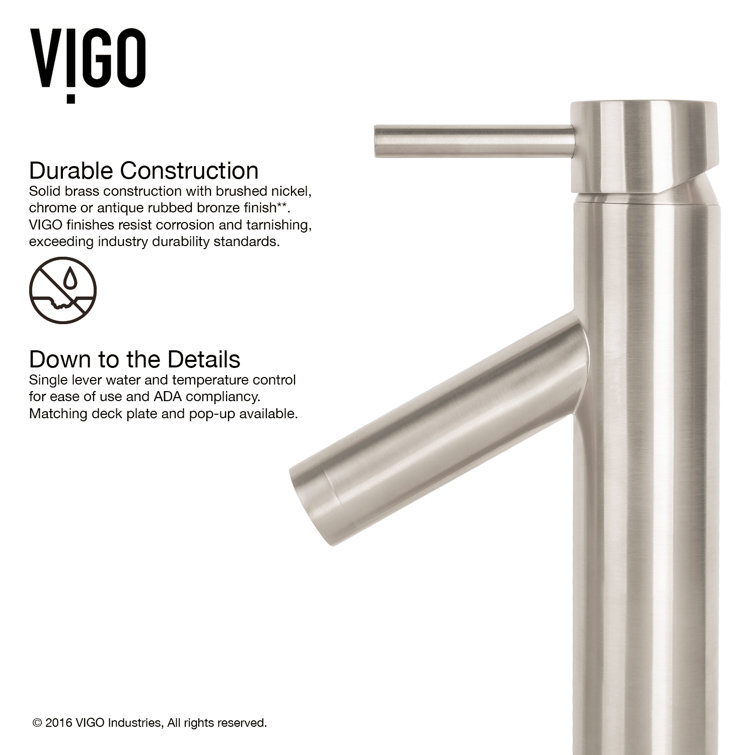 Brushed Nickel 12 3/4" Brass Single Hole Vessel Faucet