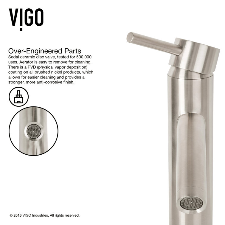 Brushed Nickel 12 3/4" Brass Single Hole Vessel Faucet