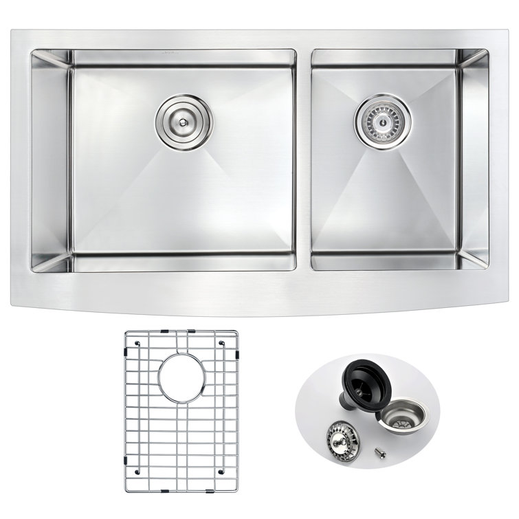 Elysian 33" Stainless Steel Double Bowl Farmhouse Sink