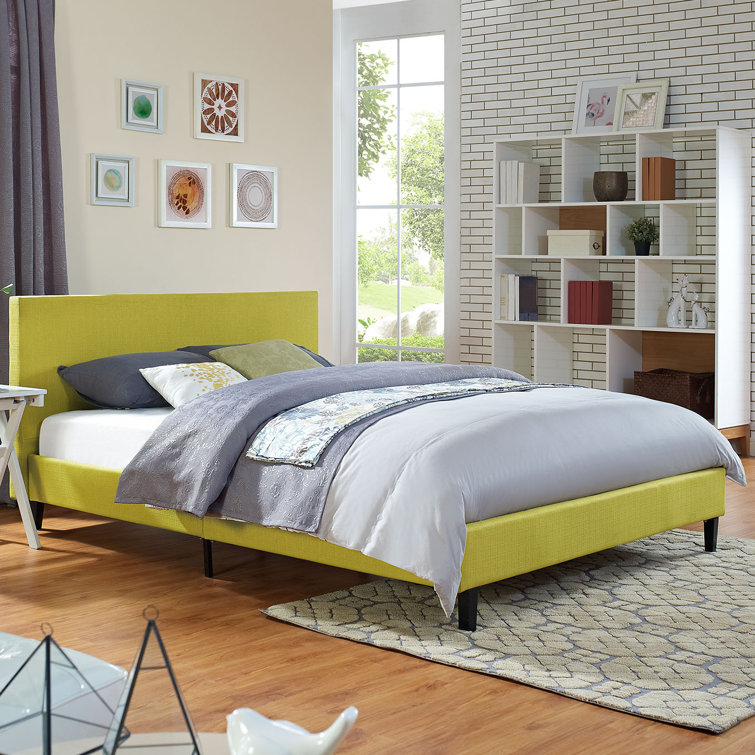 Anya Chic Avant-Garde White Upholstered Queen Bed with Wood Frame
