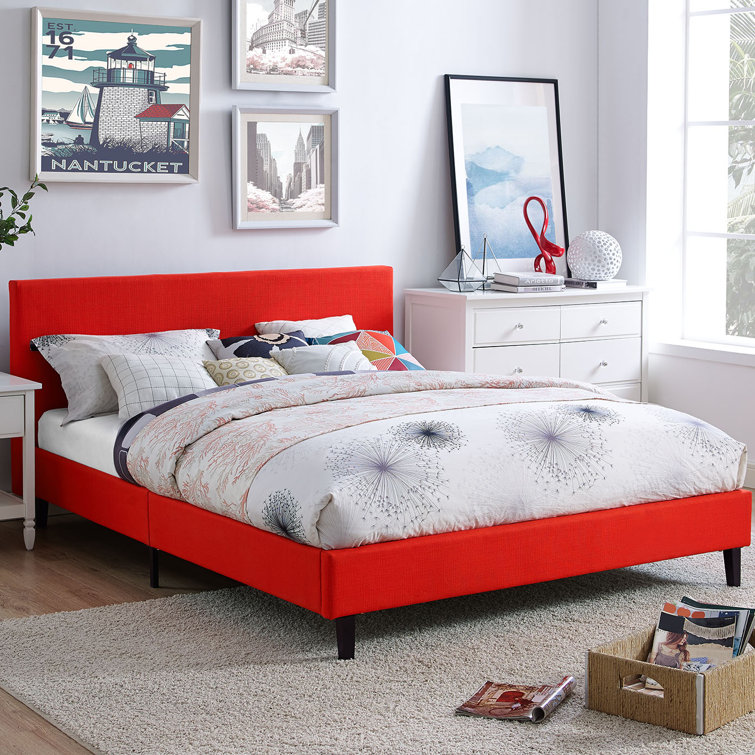 Anya Chic Avant-Garde White Upholstered Queen Bed with Wood Frame