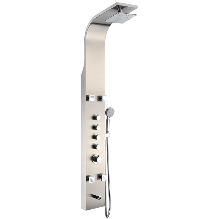 Echo 63.5'' Brushed Stainless Steel Shower Panel with Adjustable Jets