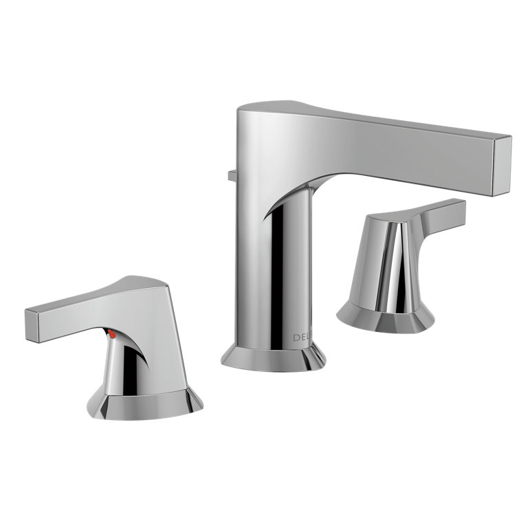 Chrome Modern Widespread Bathroom Faucet with Drain Assembly