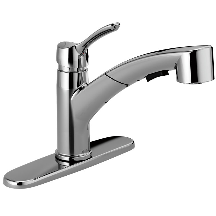 Chrome Single Handle Pull-Out Sprayer Kitchen Faucet