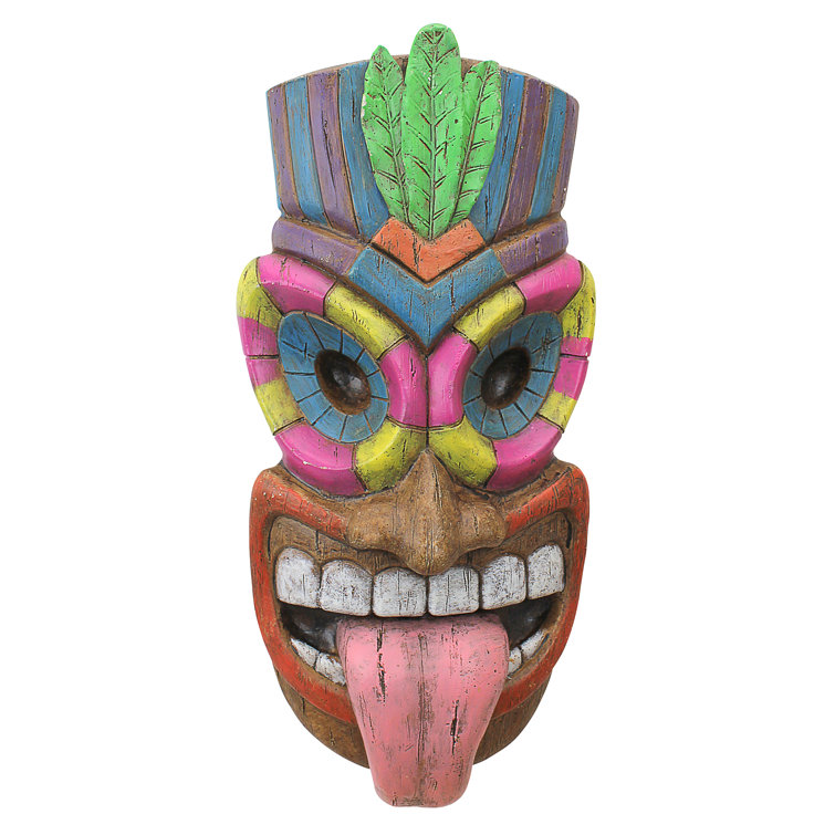 Maika Green and Brown Resin Hawaiian Isle Tiki Wall Plaque
