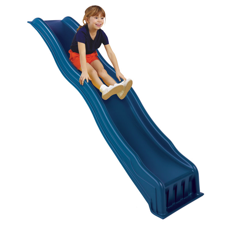 Blue 90-Inch Molded Plastic Wave Slide