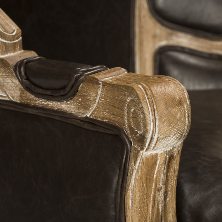 Regal Sabine Brown Leather & White-Washed Oak Balloon Chair
