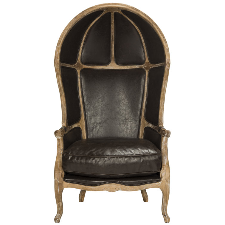 Regal Sabine Brown Leather & White-Washed Oak Balloon Chair