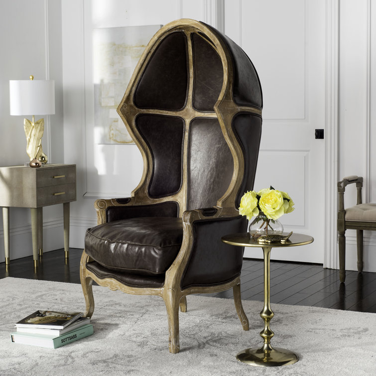 Regal Sabine Brown Leather & White-Washed Oak Balloon Chair