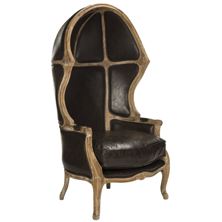 Regal Sabine Brown Leather & White-Washed Oak Balloon Chair