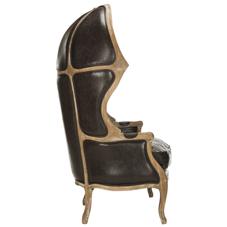 Regal Sabine Brown Leather & White-Washed Oak Balloon Chair
