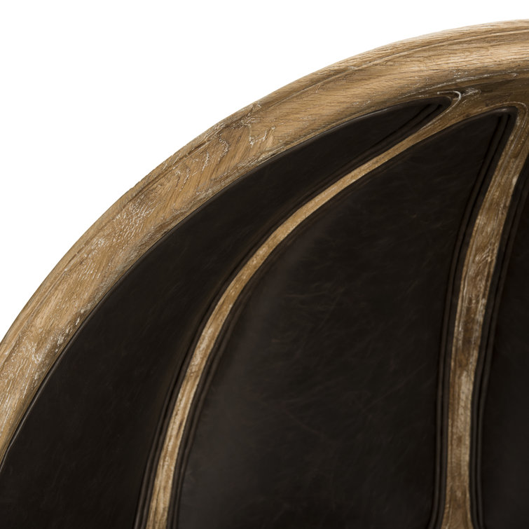 Regal Sabine Brown Leather & White-Washed Oak Balloon Chair