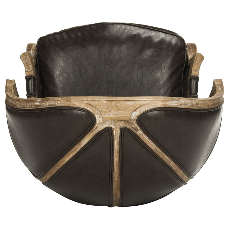 Regal Sabine Brown Leather & White-Washed Oak Balloon Chair
