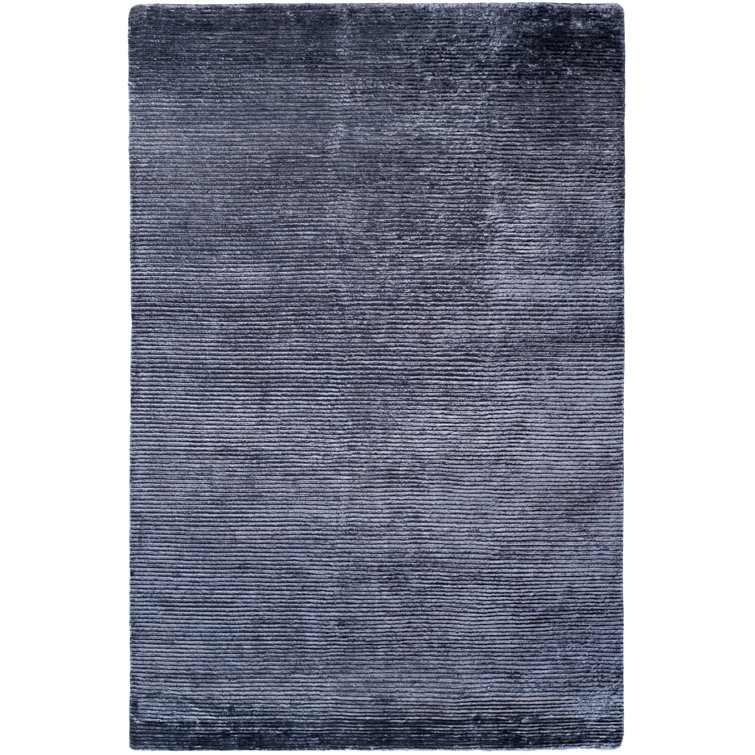 Gray Hand-Knotted Wool and Viscose 10' x 14' Rug