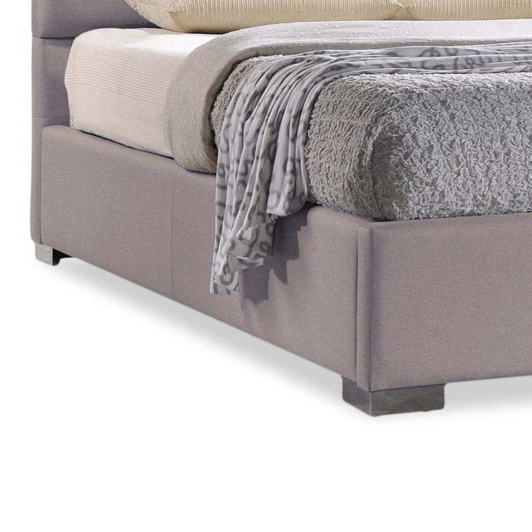 White Queen Faux Leather Upholstered Platform Bed with Tufted Headboard