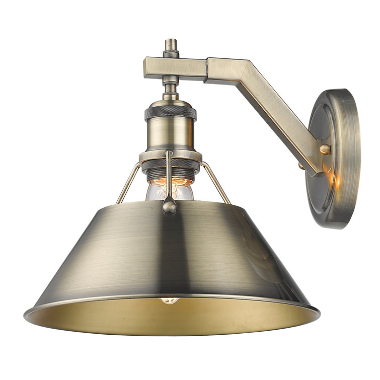 Aged Brass Transitional Sconce with Navy Blue Shade